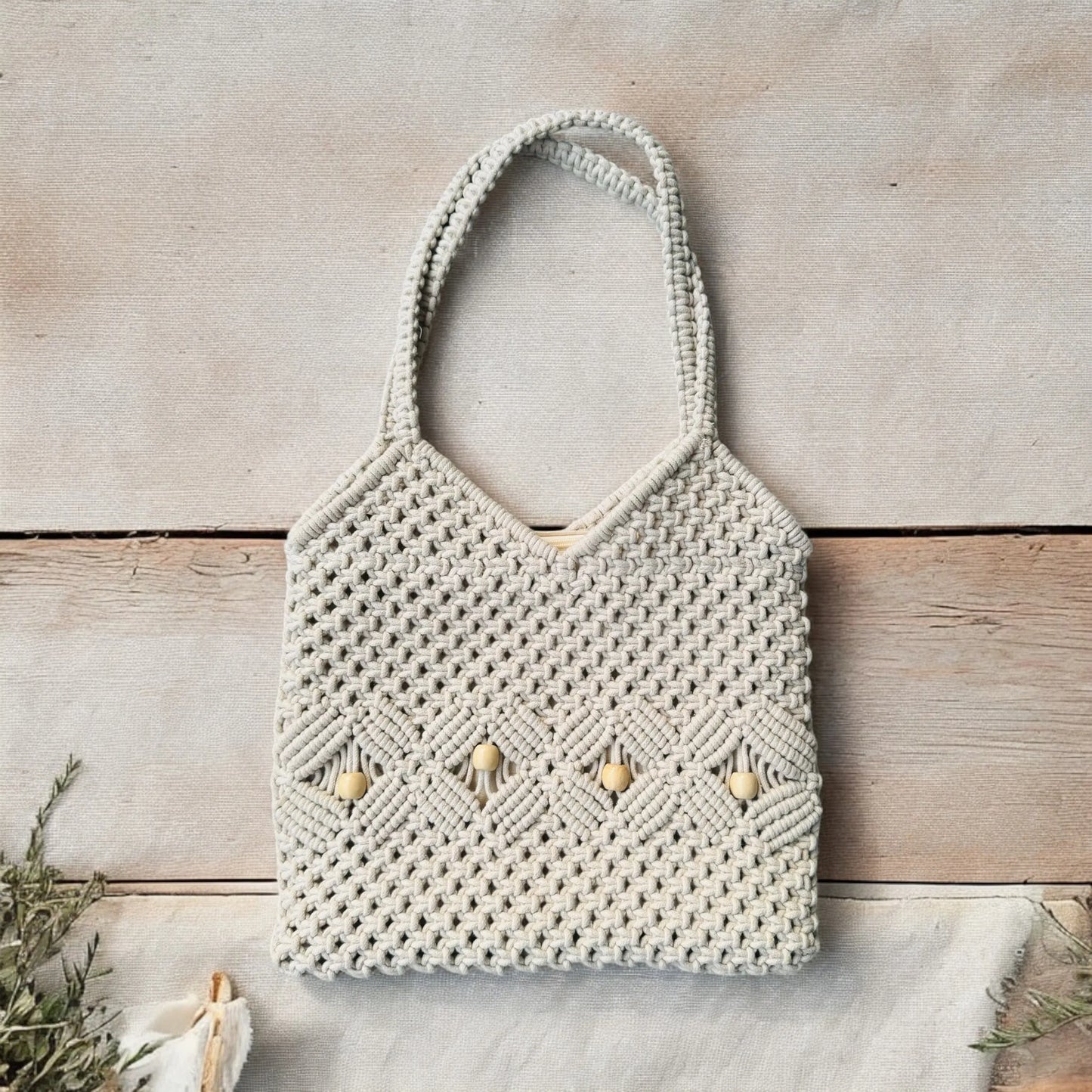 Cotton Crochet Boho Chic Macrame Western Tote Bag