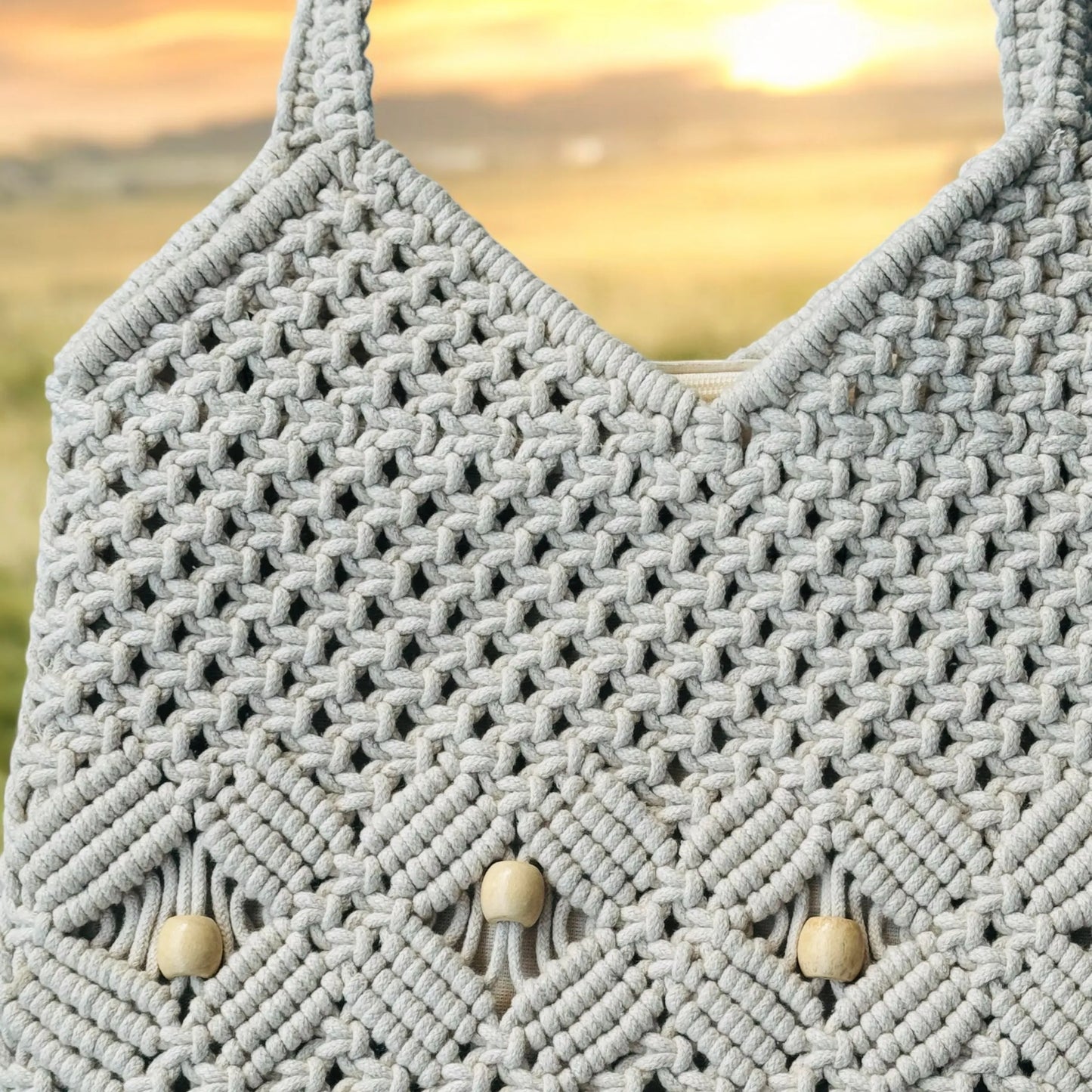 Cotton Crochet Boho Chic Macrame Western Tote Bag
