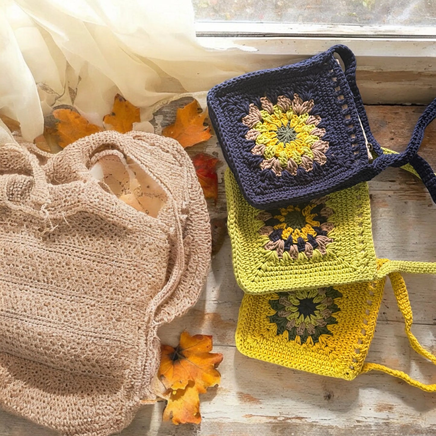 Cotton Handknitted Crochet Sling bag