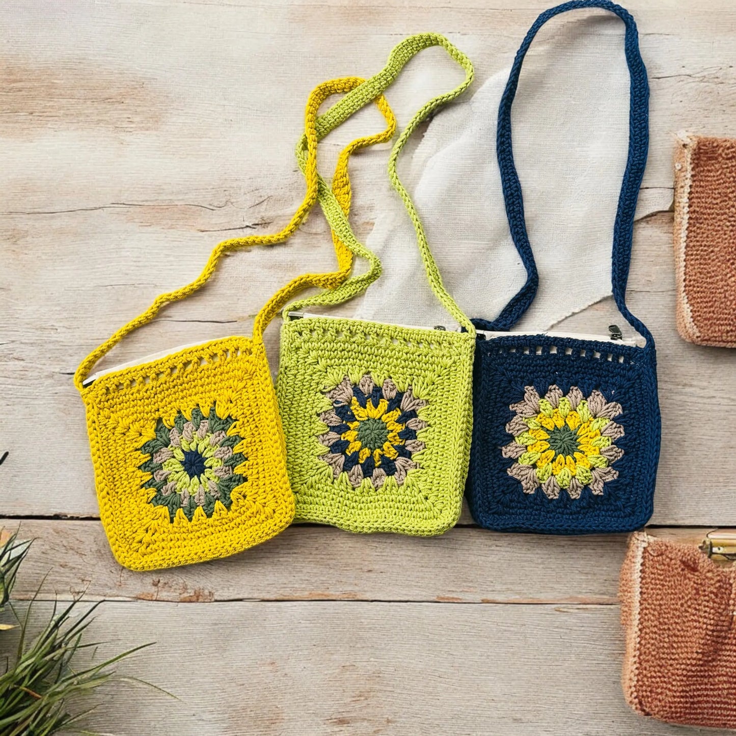 Cotton Handknitted Crochet Sling bag
