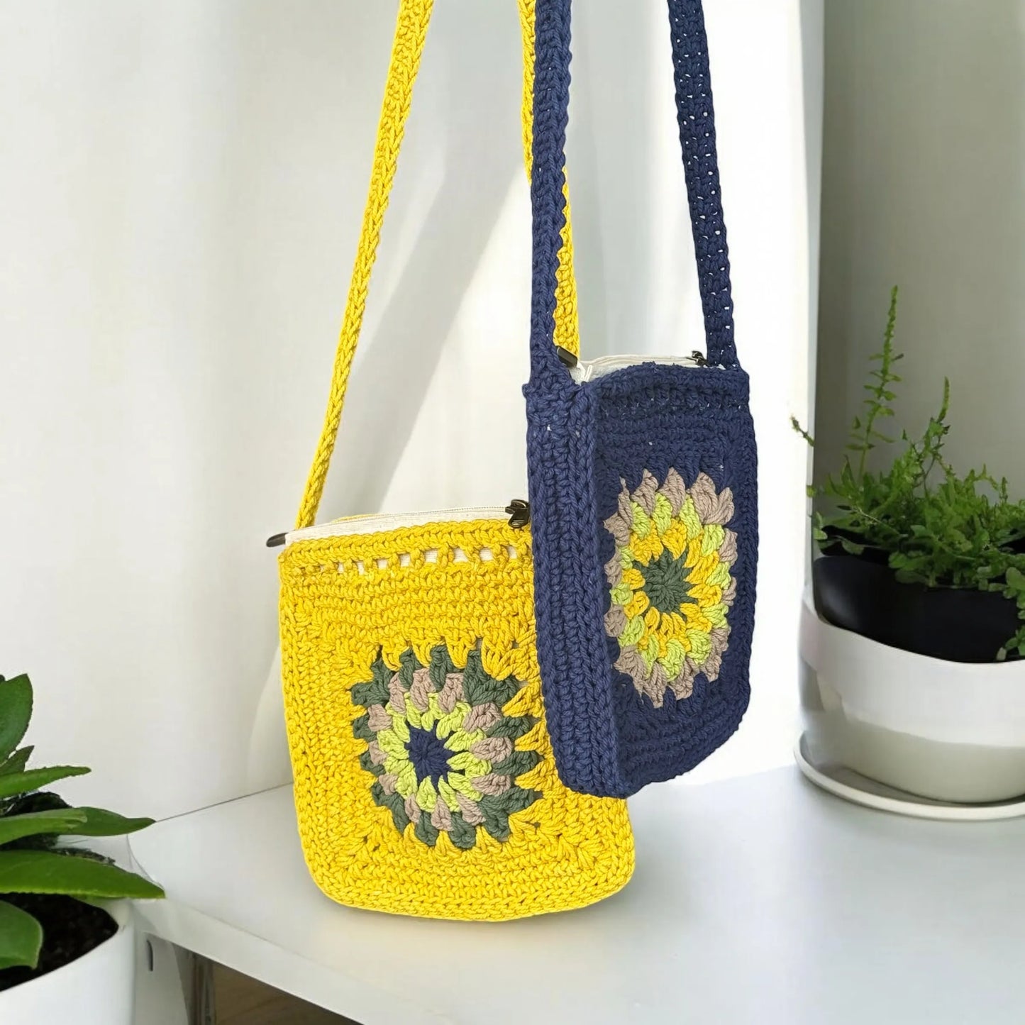 Cotton Handknitted Crochet Sling bag