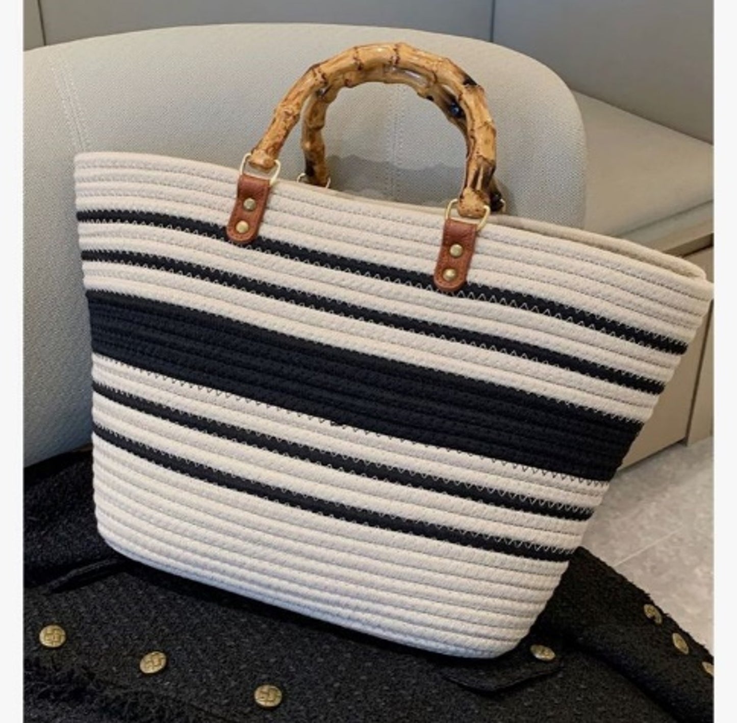 Tote Bag with Bamboo Handle