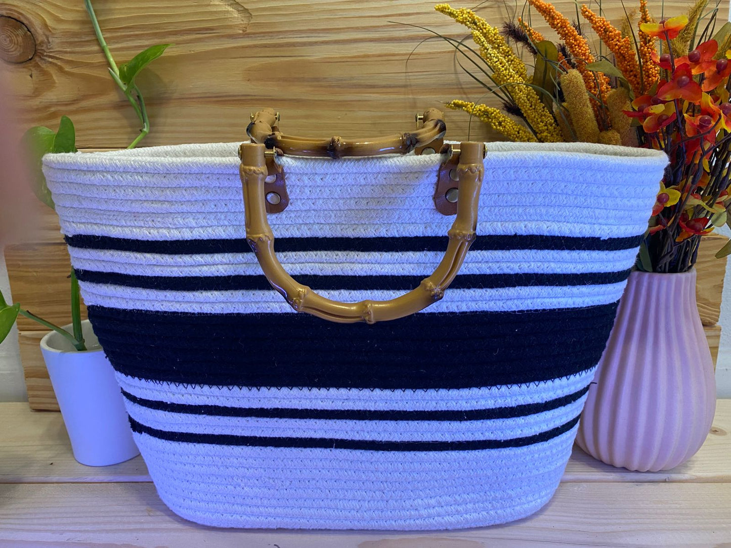 Tote Bag with Bamboo Handle