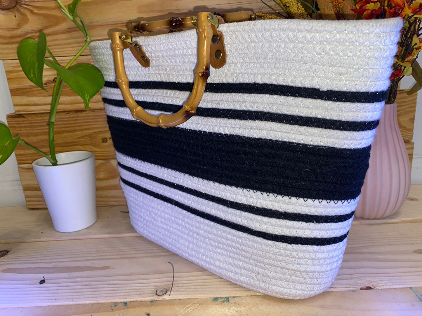 Tote Bag with Bamboo Handle
