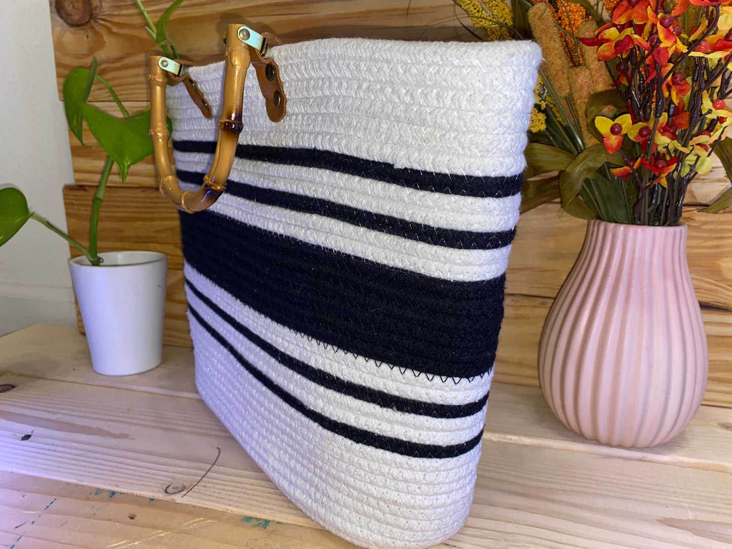 Tote Bag with Bamboo Handle