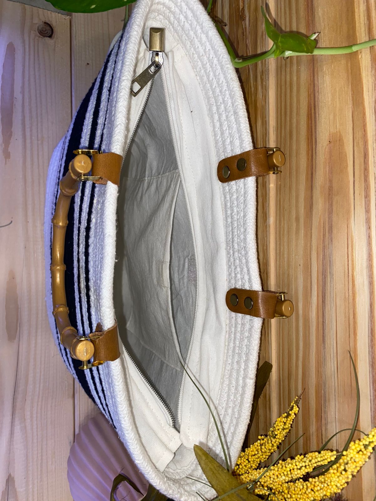 Tote Bag with Bamboo Handle