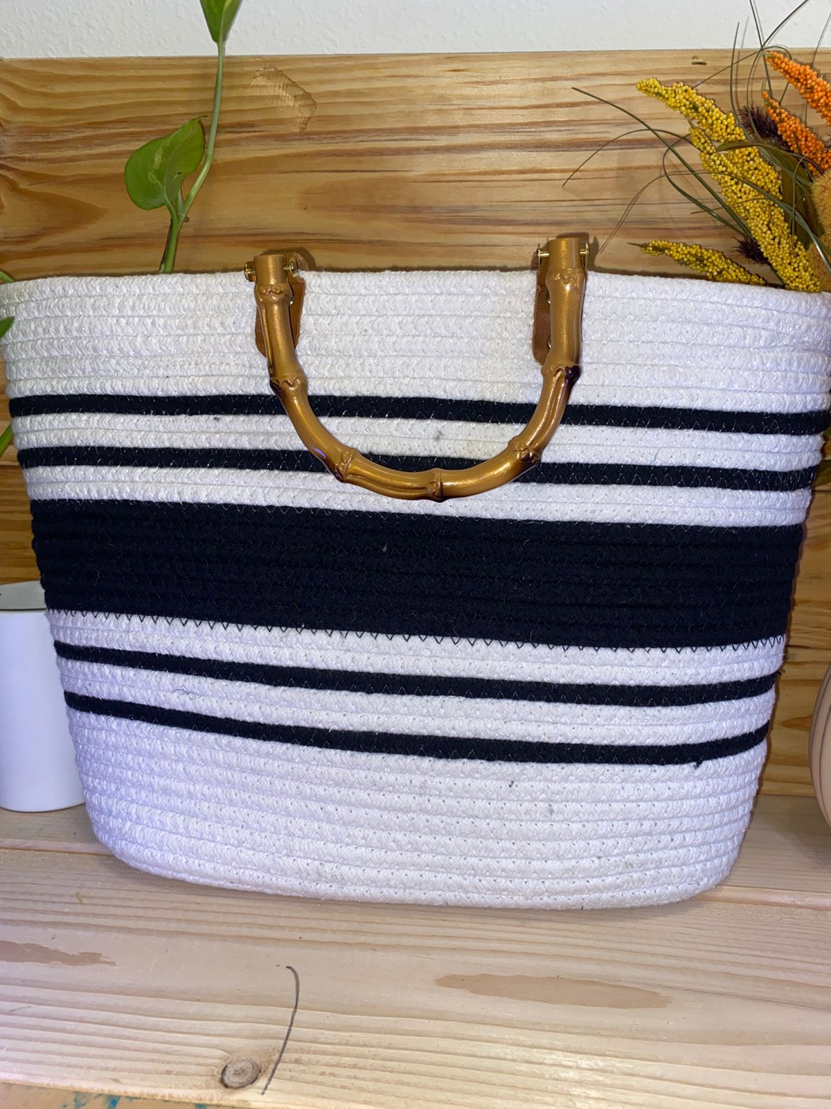 Tote Bag with Bamboo Handle