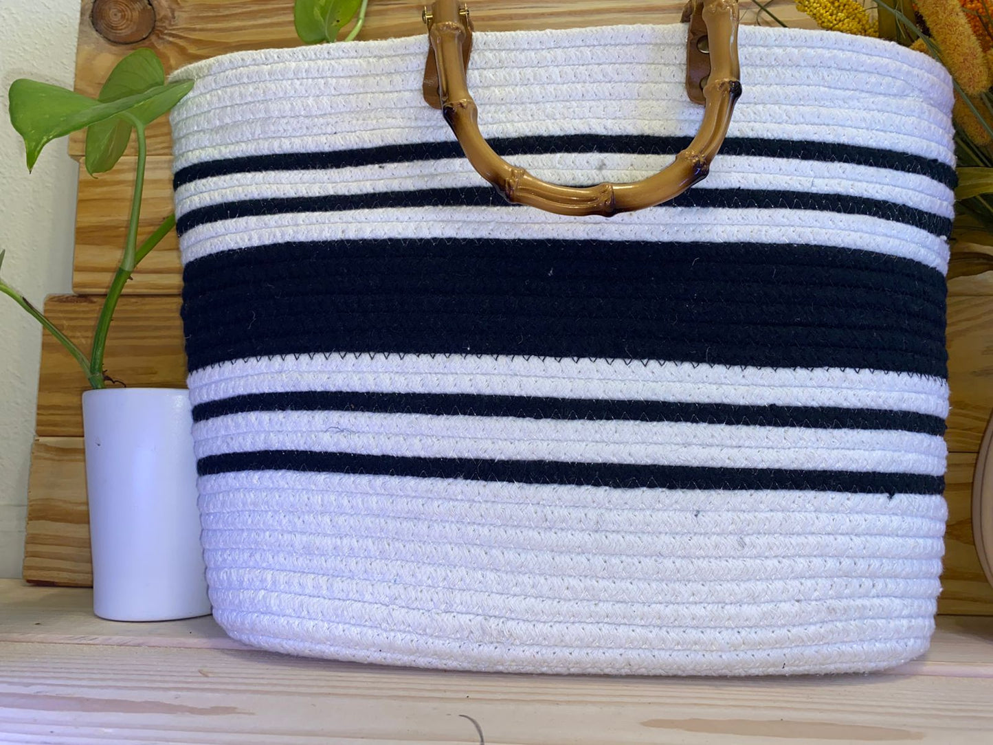 Tote Bag with Bamboo Handle