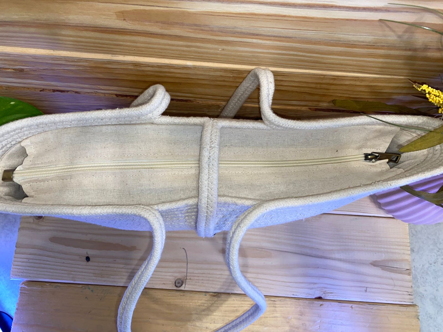Handcrafted Cotton and Jute Shoulder Tote Bag