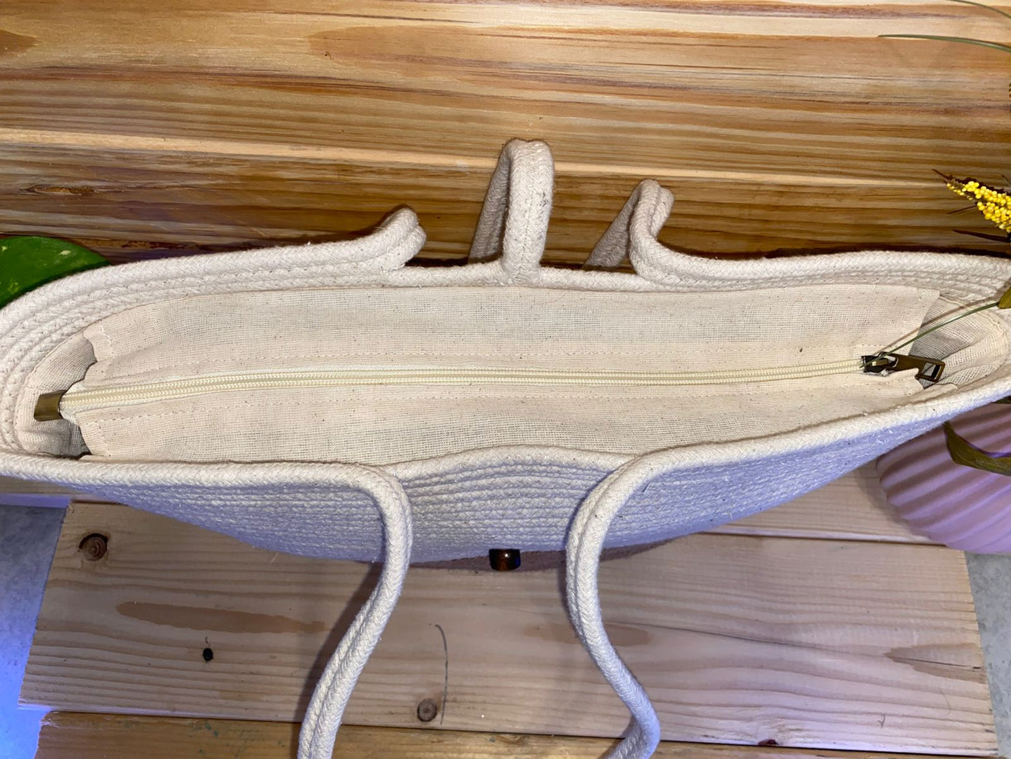 Handcrafted Cotton and Jute Shoulder Tote Bag