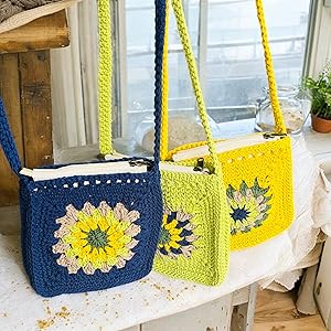 Cotton Handknitted Crochet Sling bag