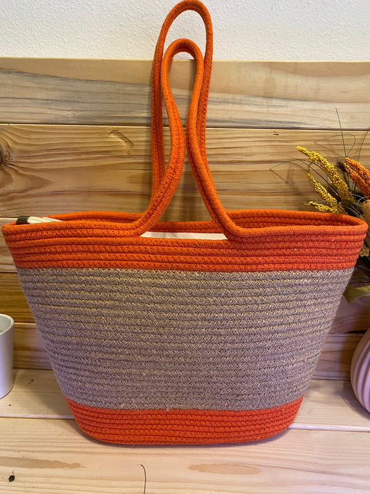 Cotton and Jute Shoulder Tote Bag