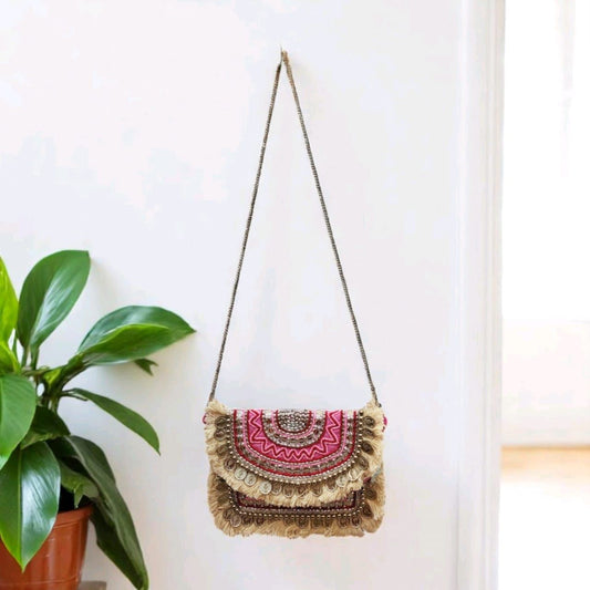Beaded Boho coin sling bag